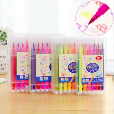 Hot 12/18/24/36 Colors Water Brush Pen Set Tip Art Marker Drawing Coloring Painting Watercolor Soft Flexible Pen Kids Stationery